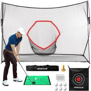Golf Net, Golf Net for Backyard Driving, Practice Hiting Net with Mat & 6 Balls