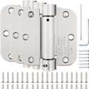 Automatic Self-Closing Door Hinges Satin Nickel 3.5 Inch,Spring Hinges 5/8" Radius Silver Heavy Duty 3 1/2" Hinges for Doors Interior Home,Cardboard Indoor Fire Door Hinges Brushed Nickel 3 Pack KIW