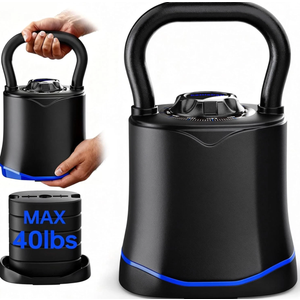 Adjustable Kettlebell，6-In-1 Quick Change Adjustable Kettlebell Set (6.5-40 LBS)