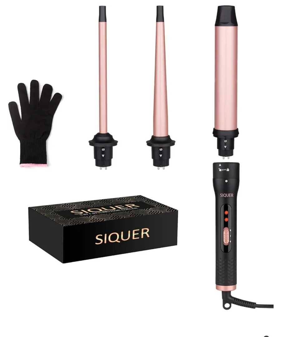 Visit the SIQUER Store
4.5
4.5 out of 5 stars
(448)
3 in 1 Curling Wand Set - SIQUER Hair Waver Curling Iron for Women with 3 Interchangable Ceramic Beach Waves Wands 1/2 Inch to 1 1/4 Inch Fast Heating Up Hair Curler with Box (Rose, Black)