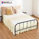 RIMELA Cream Yellow Bed Skirt Queen Size 18 Inch Drop Split Corners, Wrap Around Elastic Bedskirt, Dust Ruffle for Adjustable Bed Base Machine Washable Easy to Install Bed Skirts