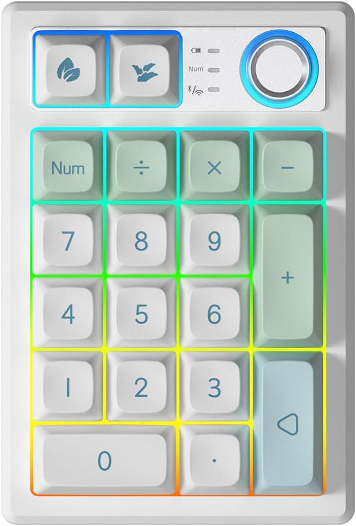 Gasket Creamy Mechanical Numpad Programmable Macro Keypad Wireless 2.4G/Bluetooth 5.0/Wired USB-C RGB Backlit Hot Swappable Number Pad Rechargeable Numeric Keyboard Metal Knob for Win/Mac