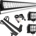 YITAMOTOR 52 Inch LED Light Bar + 2X 18W 4 Inch Spot Fog Light Pods+ Mounting Bracket with Wiring Harness for 07-18 Jeep Wrangler JK