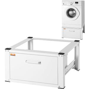 VEVOR YN-WM01 Laundry Pedestal Washer and Dryer Stand Platform Universal Fit 660lbs Capacity, Heavy Duty Multi-Functional Base for Washing Machine with Drawer & Rich Accessories, White