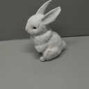 9.25 Inch Plush Rabbit Faux Fur Lifelike Hare Easter Bunny Simulation Toy Home Decoration Gift (White)