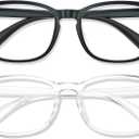 Blue Light Glasses for Woman Men | 99% Blue Light Blocking Glasses for Computer Gaming TV Phone Screen Square Frame | Anti Eyestrain & UV Glare Protection - 2 Pairs (2 Pack Mix Color-1)