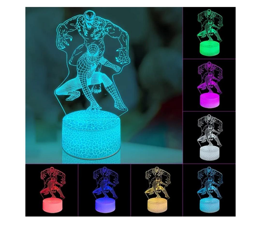 Superhero Gift 3D Night Light, Remote & Smart Touch 16 Colors Changing Dimmable CreativeUSB Table Lamp Gift for Boys Girls Birthday Christmas Gifts