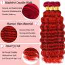 Red Human Hair Bundles Deep Wave 26 28 30 Inch Curly Human Hair 100% Unprocessed Brazilian Virgin Hair 3 Bundles for Women Wet and Wavy Hair Bundle Extensions