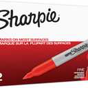 Sharpie Super Permanent Markers, Fine Point, Red, 12 Count