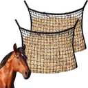 2 Pcs Slow Feed Hay Nets for Horses, Hanging Horse Slow Feed Hay Bag with Large Capacity, Ultra Slow Soft Flat Feeder Bag for Horses Goat(31.5" X 35.1")