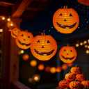 Abeja Halloween Pumpkin Lantern String Lights, 8.5Ft Jack O Lanterns Pumpkin String Lights with10 Orange Pumpkin Lanterns, Outdoor Holiday Lantern Lights for Halloween Party Patio Indoor Outdoor, 10 Ct