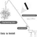 Juegoal 2 Pack Heavy Duty Deck Hook with 2 Inch Non Slip Clamp, 25 or 36 Inch Extended Reach Deck Hook, Adjustable Rail Pole Plant Bracket for Hanging Bird Feeder, Suet Baskets, Lanterns, Wind Chimes