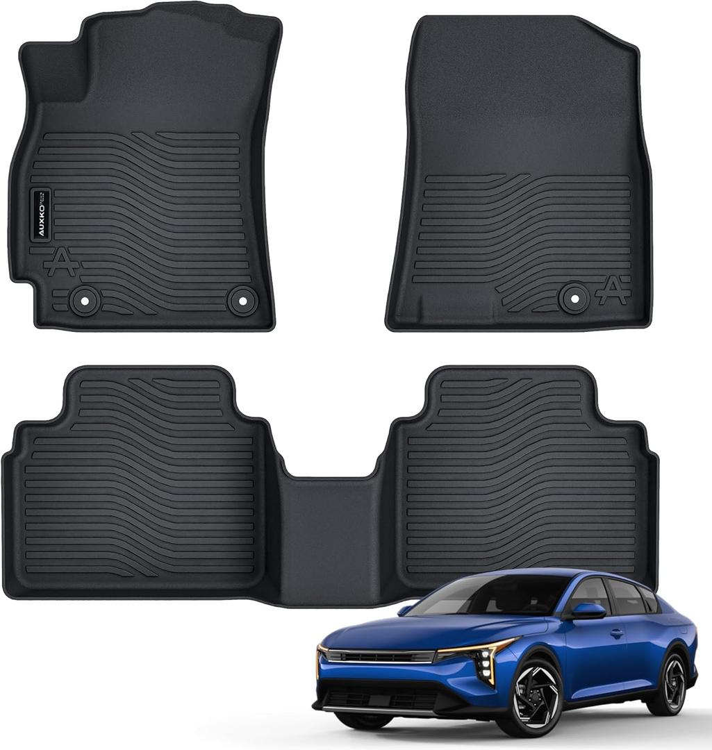 Auxko All Weather Floor Mats Fits for 2025 Kia K4 Sedan TPE Liners Accessory for Kia K4 Sedan 2025 All Season Odorless Anti-Slip Floor Mats Black