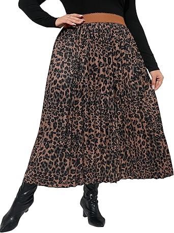 KOJOOIN Women's Plus Size Casual (XX-Large, Leopard)