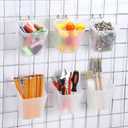 6 Pack Large Gridwall Cups Gridwall Storage Bin with Hooks Hanging Baskets Square Box Shape Hanging Cup Holder Gridwall Accessories for Garage Workbench Office Playroom Home Kitchen (Clear)