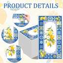 Amalfi Coast Party Decorations - 100 Pcs 7.9 x 4.3 in Lemon Napkin Blue Tiles Mediterranean Disposable Paper Hand Towels, Summer Fruit Lemonade Lemons Theme Birthday Bridal Shower Supplies