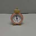 Pasiir Vintage Mini Analog Table Clock, Silent Crown Table Clock with Hand-Painted Metal Body and Battery Operated Non-Ticking Core for Shelf, Living Room, Bedroom, Bedside, Desk