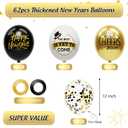 62 Pack Black and Gold New Years Balloons 2026 New Years Decorations - 12 Inch New Year Eve Party Supplies 2026 New Year Eve Balloons with Ribbons - Black Gold Nye Party Decorations Nye Balloon