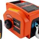 Portable Trailer Winch 3500lbs, Reversible Electric Winch 12V DC, Power-in, Power-Out and for Boats Up To11000 lbs with Nylon Rope, Wireless Remote Control and Hand Crank