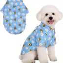 KOOLTAIL Spring Dog Shirt with Leash D-Ring, Soft Pet Botton Up Summer Beach Clothes for Small Medium Dogs, Breathable Puppy Polo Outfit with Sun & Insect Protection, Indoor Outdoor, Boy&Girl, Blue S/M