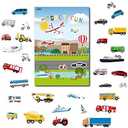 Magnetic Portable Playboard Cars Planes Boats Airport Country Farm Vehicles (39 Pcs)
