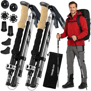 TREKOLOGY TrekZ Collapsible Hiking & Trekking Poles Balance Support for Seniors, Women, and Men, 2pc Per Set, 100–120 cm (for Height: 4’11” to 5’10”),  Volcanic Obsidian Black