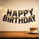 KatchOn, Glitter Black Happy Birthday Banner Light Up - Prestrung, 10 Feet | Light Up Happy Bday Sign | Happy Birthday Decorations for Men, Women, Boys, Girls | Halloween Birthday Party Decorations