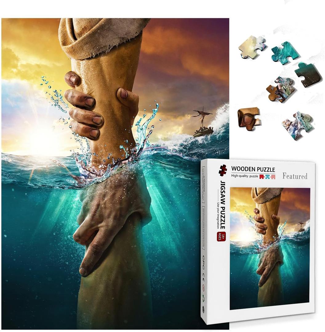 Christian Puzzles for Adults Wooden Jigsaw Puzzles 1000 Pieces Hand of God Jesus Religious Puzzles Christian Gifts Puzzle Religious Wall Decor