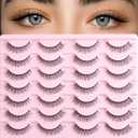 False Eyelashes Natural Lashes Wispy Fake Eyelash Cat Eye Strip Lash Mink Lashes Pack Fluffy Eye Lashes Natural Look Short Cateye Lash Strips (Natural Daily)