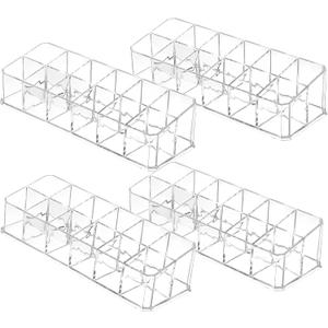 4 PCS Acrylic Lipstick Organizer, Lipstick Holder, 12-Slot Lip Gloss Holder, Beauty Makeup Storage Display Cosmetic Organizer