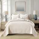 Beige BeddingCotton King Size Comforter SetGeometric Matelasse Quilt SetSoft Cotton Quilt Solid Color Lightweight Bedspread All Seasons 3 Piece