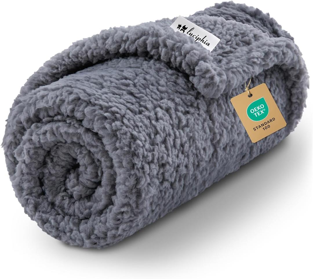 Luciphia Premium Fleece Dog Puppy Blanket Soft Pet Sherpa Calming Cat Blanket Throw for Small Medium Dog Cat(Grey,30x20 inches)