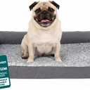 FurHaven Orthopedic Dog Bed for Medium Dogs, L-Shaped Chaise Mattress with Orthopedic Egg Crate & a Solid Orthopedic Foam Base for Joint Support, Washable Cover, Medium, Faux Fur & Suede, Stone Gray