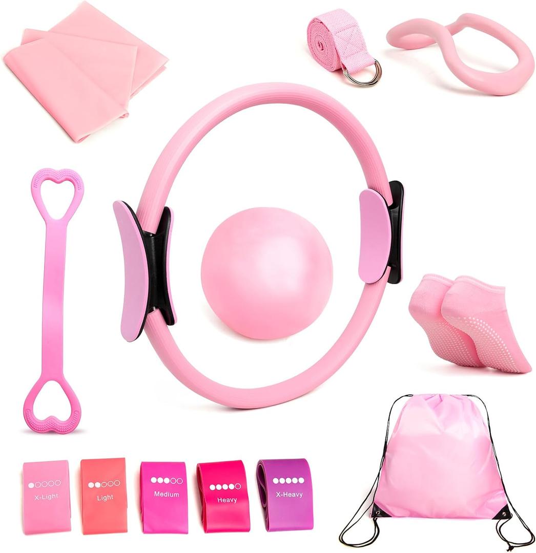 IwIeIaIrI Pilates Ring 13 Set, 14.9'' Pilates Circle, Workout Equipment Kit