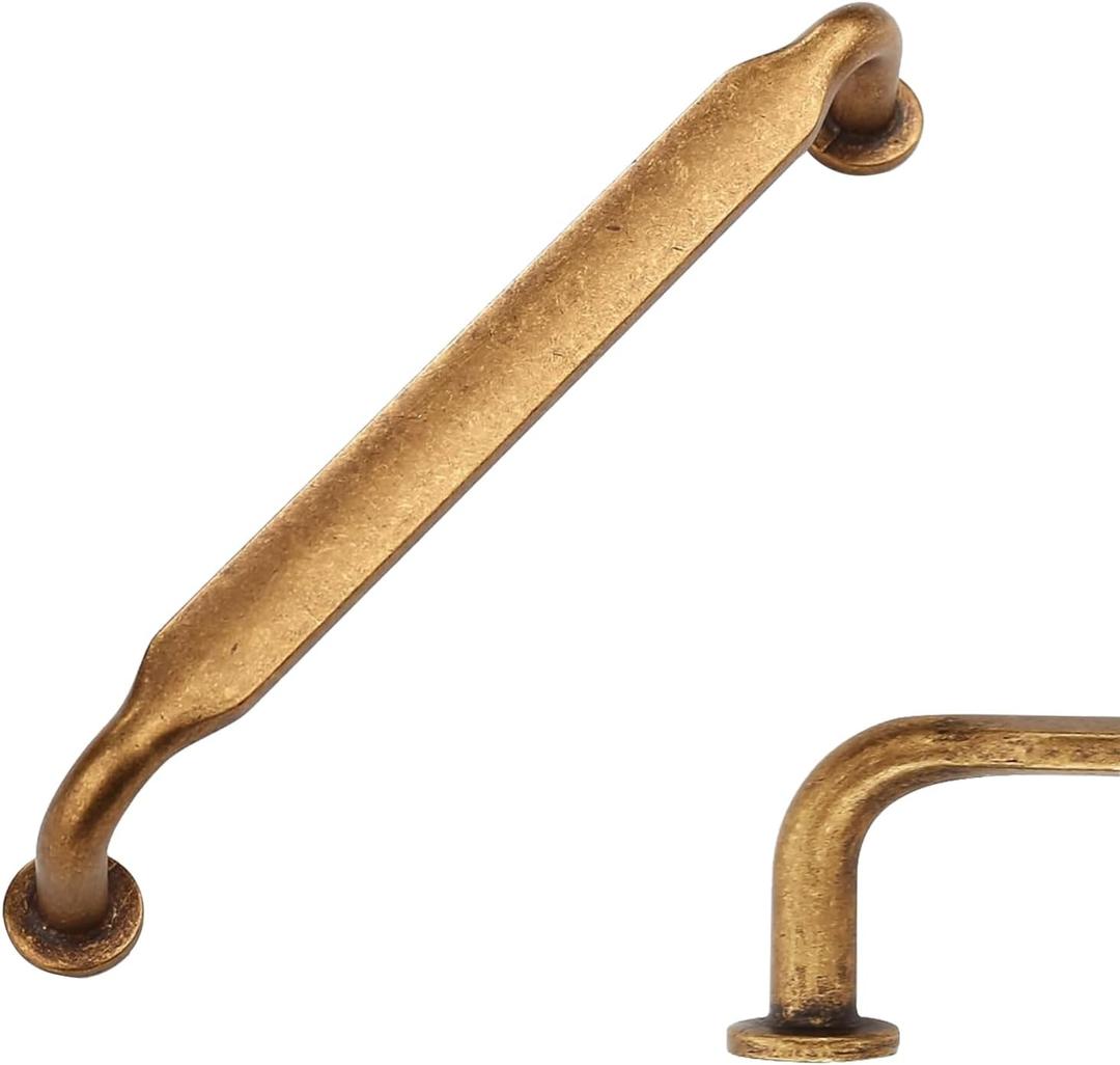 Amerdeco 10 Pack Antique Brass Cabinet Pulls 7.5 Inch(192mm) Hole Centers Kitchen Cabinet Handles Solid Zinc Alloy Cabinet Hardware Drawer Pulls ZH0051 (7.5"/192MM Hole Center)
