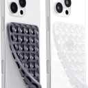 3 x JingJinYY Anteel 2 Pack Double Sided Silicone Suction Cup Phone Case Mount, Hands-Free Strong Grip Silicon Phone Holder for Selfies and Videos, Non Slip Phone Accessories (Black&Translucent)