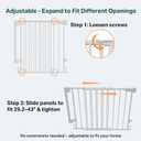 Cumbor 34" Extra Tall No Bottom Bar Baby Gate for Stairs, Wall Mounted Dog Gate Indoor for Larger Pets, Expandable 29.2-43" Safety Gate for Doorways, Wide Walk Thru Door for Easy Access (White)