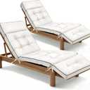 MAGIC ELEPHANT Chaise Lounge Cushion Outdoor Set of 2, Memory Foam Replacement Patio Pool Lounge Chair Cushion with Ties for Outdoor Furniture, 74 x 22 x 4 Inch (Antique White)