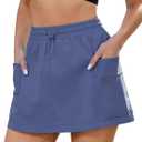 luvamia Skorts for Woman High Waisted Pull On Elastic Waist Cargo Pockets Quick Dry Hiking Tennis Sports Skirt Shorts (Blue, XXL)