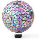 Lily's Home Colorful Mosaic Glass Gazing Ball, Designed with a Stunning Holographic Petal Mosaic Pattern to Bring Color to Any Home and Garden, Silver & Purple (10 Inches Dia.) (Red)