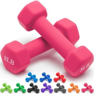 Fitvids Neoprene Dumbbell Hand Weights, Anti-Slip, Anti-roll, Hex Shape Colorful, 8-Pound, - 1pc Only