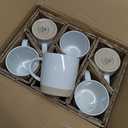 famiware Coffee Mugs for 6, 13 oz Mug Set, Drinking Cup with Handle for Coffee, Tea, Cocoa, Milk, Milkyway series, White