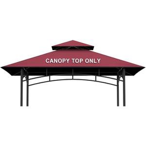 Grill Gazebo Replacement Canopy Top Only - 5' x 8' Outdoor BBQ Gazebo Canopy Roof, Waterproof Double Tiered Shelter Cover Fit for Model L-GG001PST-F (Red, 5x8)