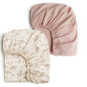 Konssy Muslin Crib Sheets for Girl Boy, 2 PCS Soft and Breathable Cotton Baby Sheets for Standard Crib Mattress, 52"x 28" (Floral, Pink)