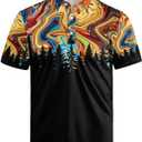 Black Coconut Tree 3D Printed Polo Shirt for Men Outdoor Hawaii Holiday Short Sleeves T-Shirt Gift Men, XL