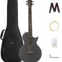 Enya Nova Go Carbon Fiber Travel Acoustic Guitar | 1/2 Size Lightweight Moisture-Proof Guitara | Adult & Beginner Portable Guitar with Gig Bag & Accessories (Black)