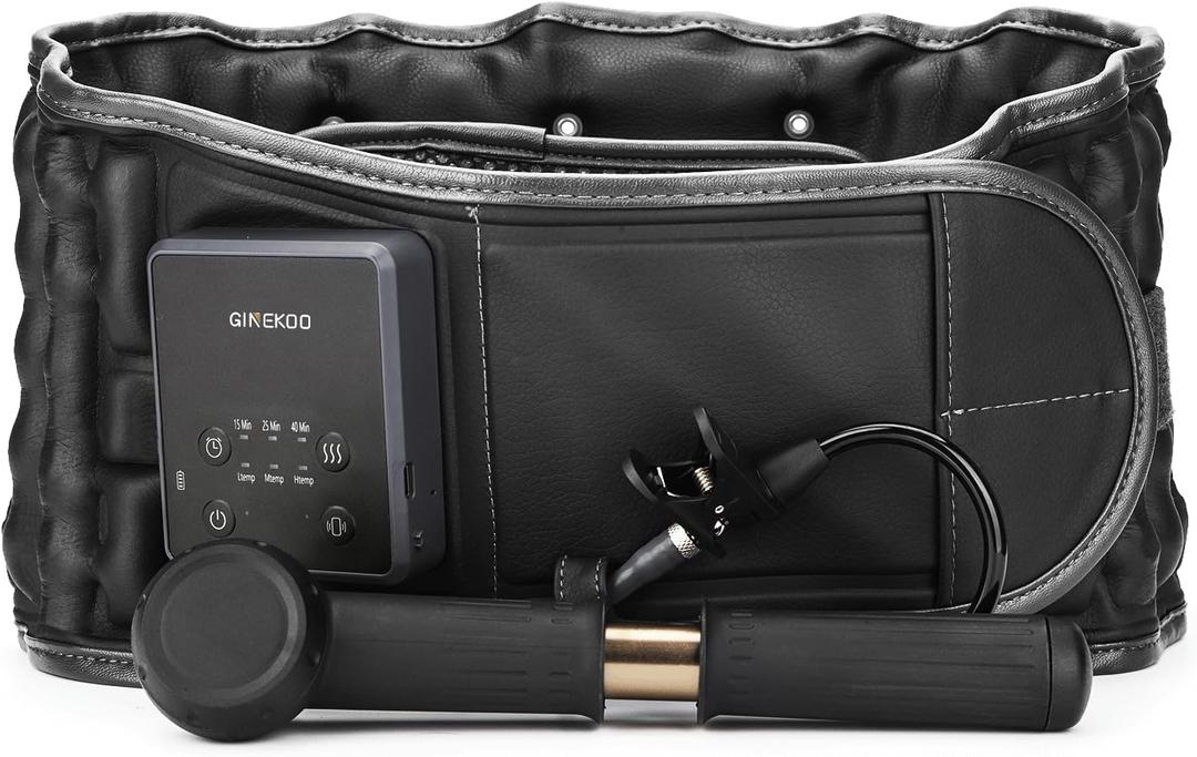 Decompression Back Belt with Heating and Vibration, Inflatable Lumbar Traction Belt for Back Pain Relief with 4000mAh Rechargeable Battery, Size Fits 29-49 Waist, Black