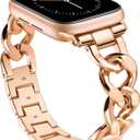 Watch Bands for Women Compatible with Apple Watch 38mm 40mm 41mm 42mm 44mm 45mm 46mm 49mm Metal Band Cowboy Steel Chain Bracelet for iWatch Series 11 10 9 8 7 6 5 4 SE 3/2/1 Women Dressy Watch Band