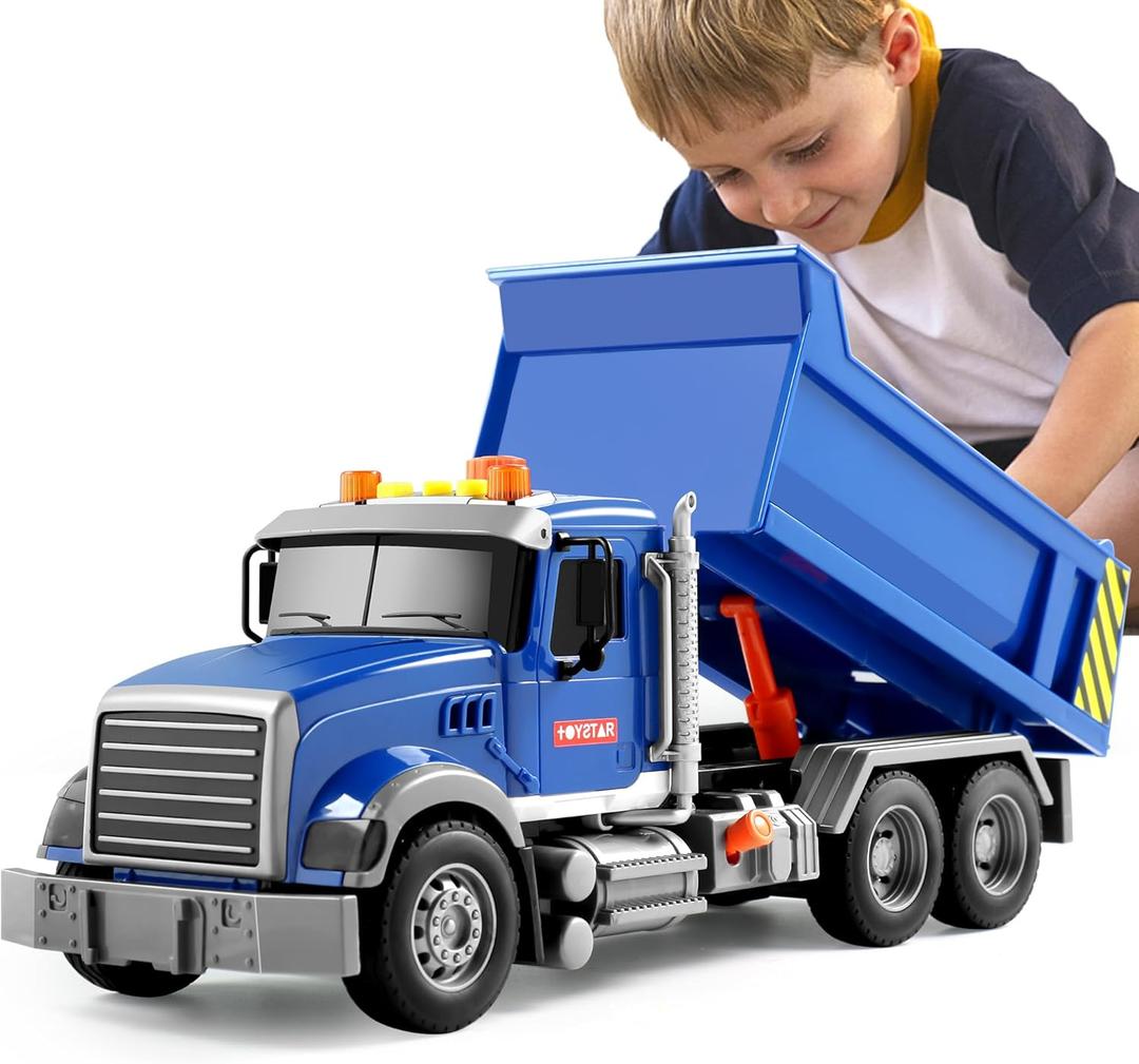 Dwi Dowellin Toddler Trucks Toys for Boys Age 3-5,Big Dump Truck with Lights and Sounds, Kids Boy Toys Christmas Birthday Gift Car