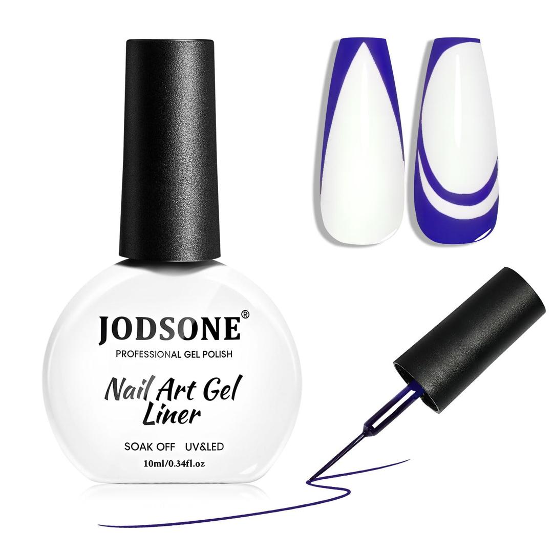 3 x JODSONE Dark Blue Swirl Nail Art Liner Gel Polish,10ml Classic Color 3D Nail Art Pens Effect Nail Print Design with Thin Brush for French Tips Manicure Painting DIY at Home - LB10